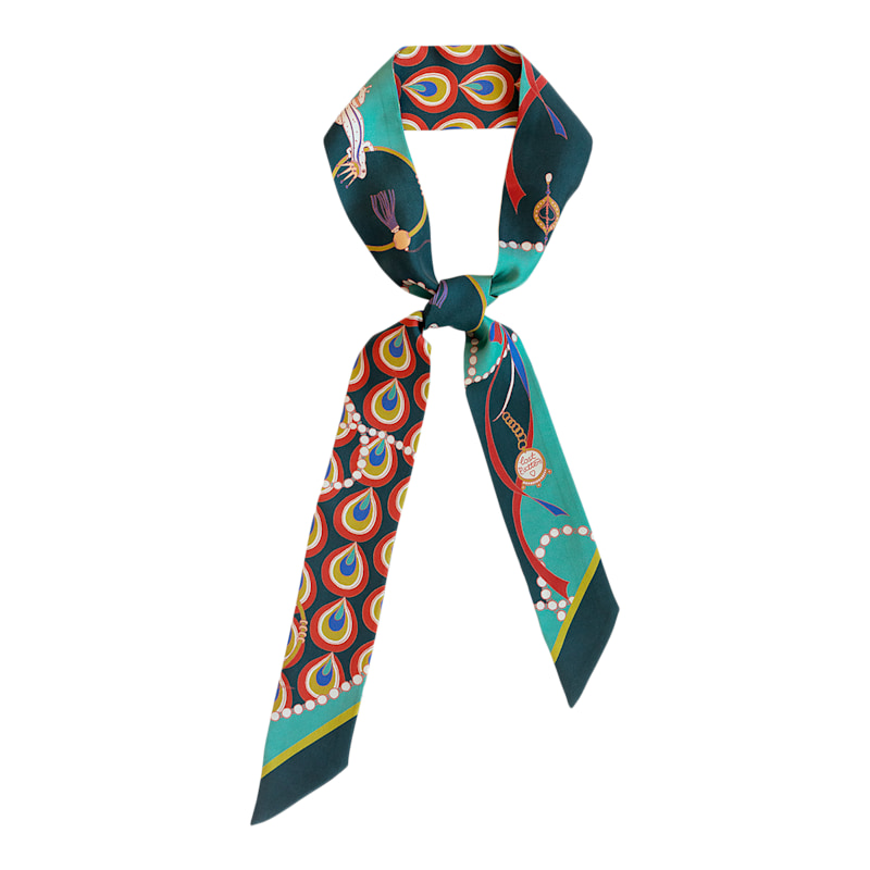 Thumbnail of "Peacock" Silk Twilly Neck Bow image