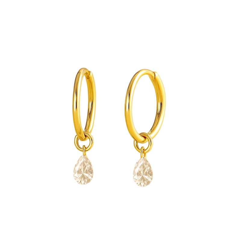 Thumbnail of Pear Cut Diamond Sleeper Hoops image
