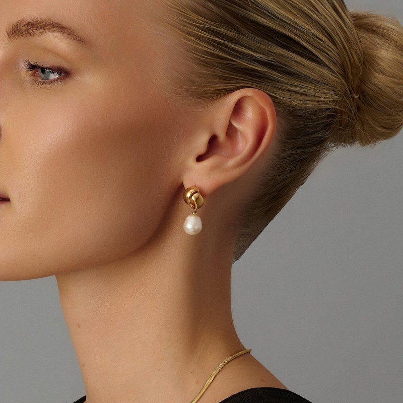 Thumbnail of Pearl Drop Earrings In Gold image
