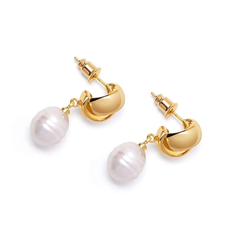 Thumbnail of Pearl Drop Earrings In Gold image