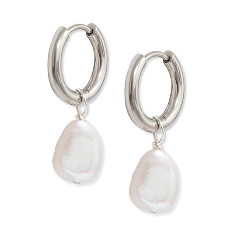 Thumbnail of Pearl Hoops - Silver image