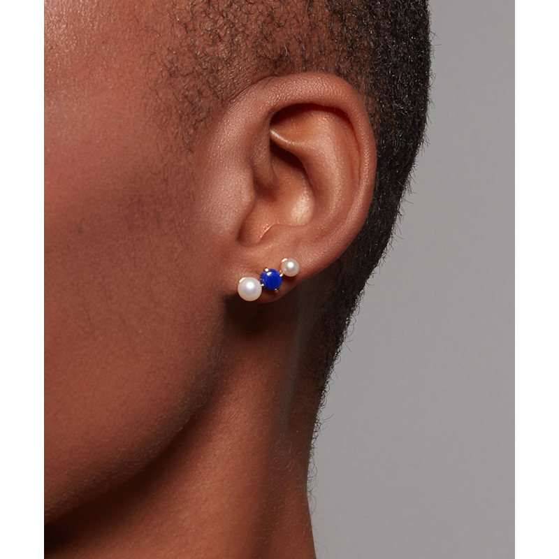 Thumbnail of Pearl & Lapis Cluster Tri-Studs image