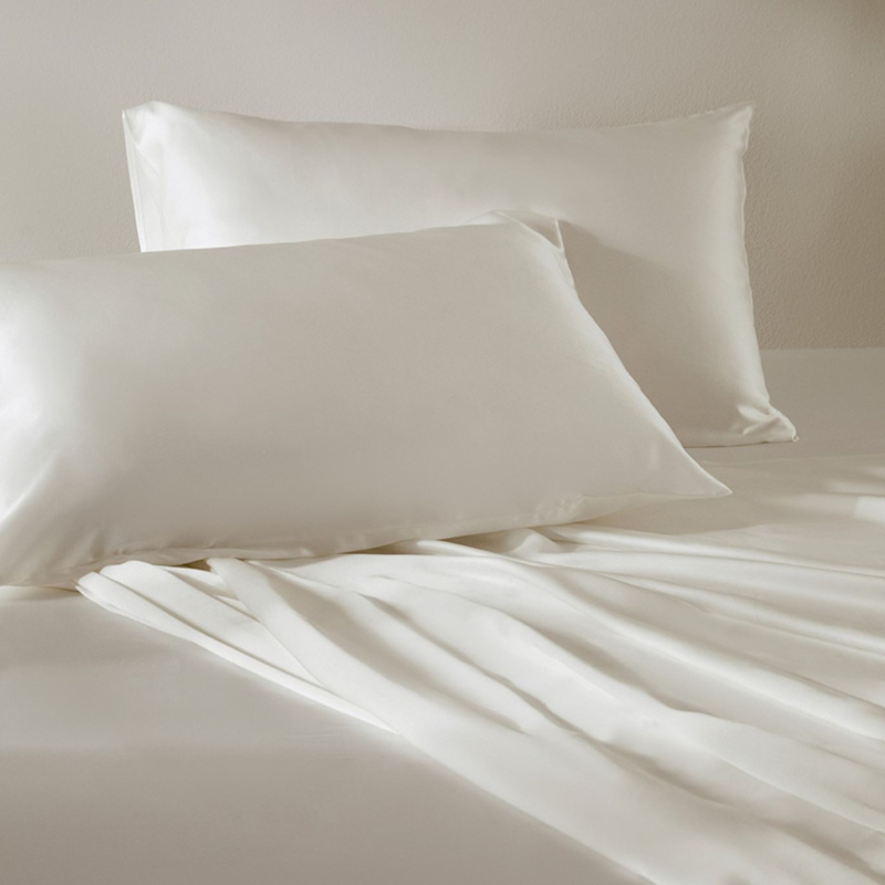 Thumbnail of Pearl White Vietnamese Silk Pillowcase Set – Handwoven Silk & Bamboo Viscose Blend image