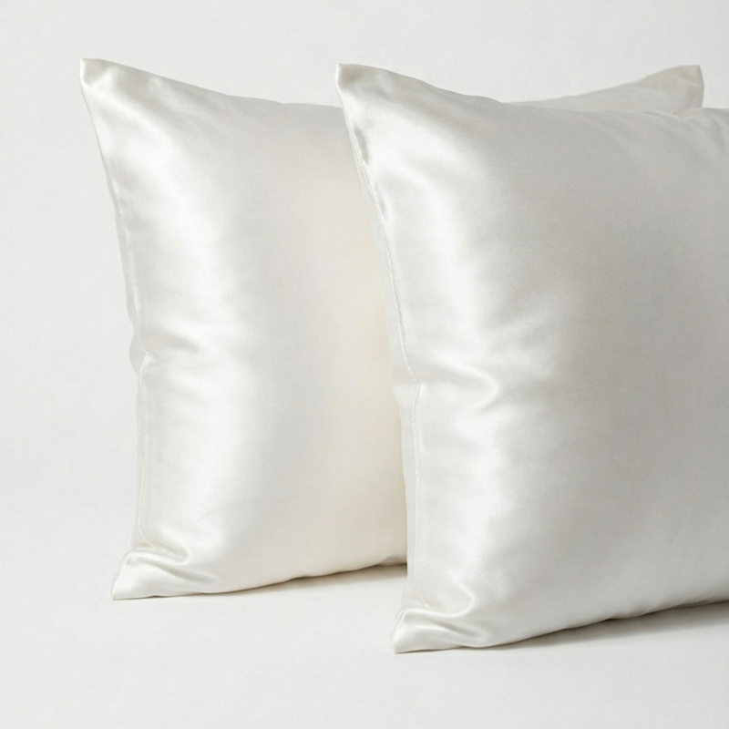 Thumbnail of Pearl White Vietnamese Silk Pillowcase Set – Handwoven Silk & Bamboo Viscose Blend image
