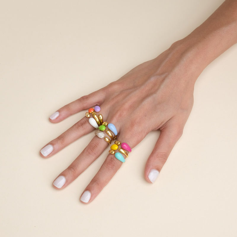 Thumbnail of Pebble Pop Adjustable Ring - Purple Enamel image