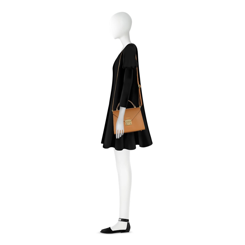 Thumbnail of Peggy Leather Top Handle Satchel Bag - Cognac Brown image