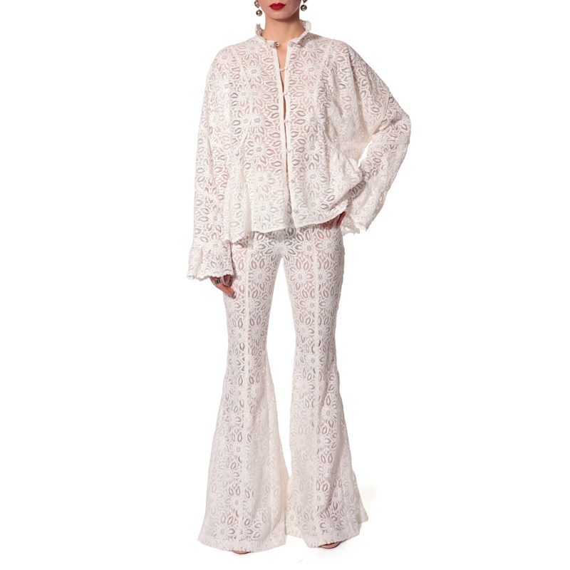 Thumbnail of Penelopa Off White Loose Lace Blouse image