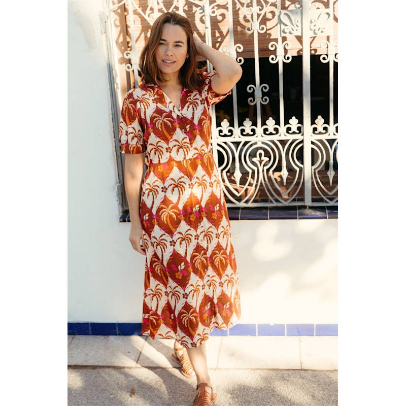 Thumbnail of Penelope Midi Shirt Dress Browns, Palm Waves Tile image