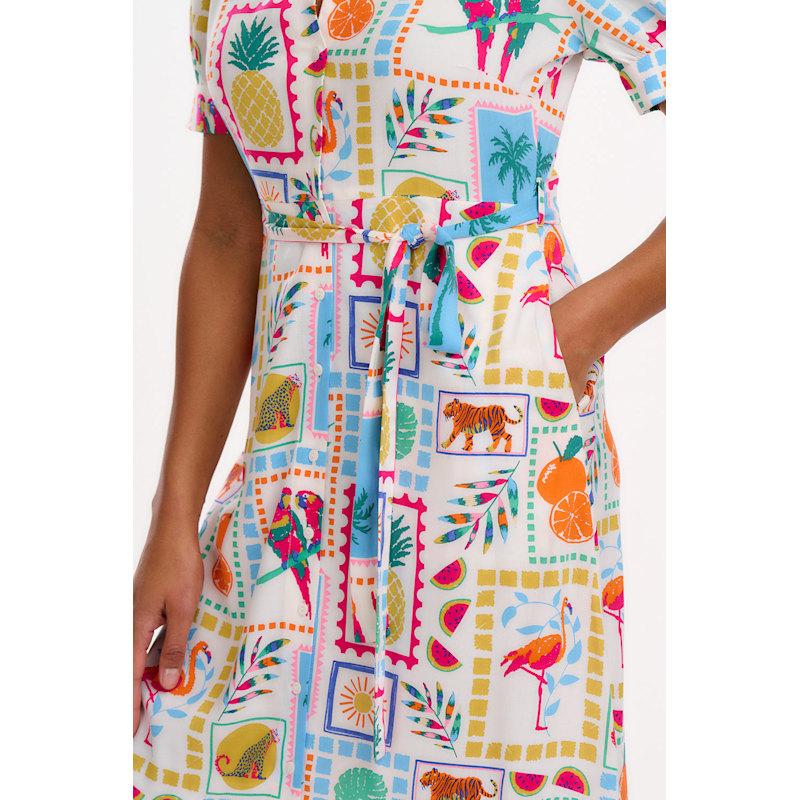 Thumbnail of Penelope Midi Shirt Dress Off-White, Jungle Tile image