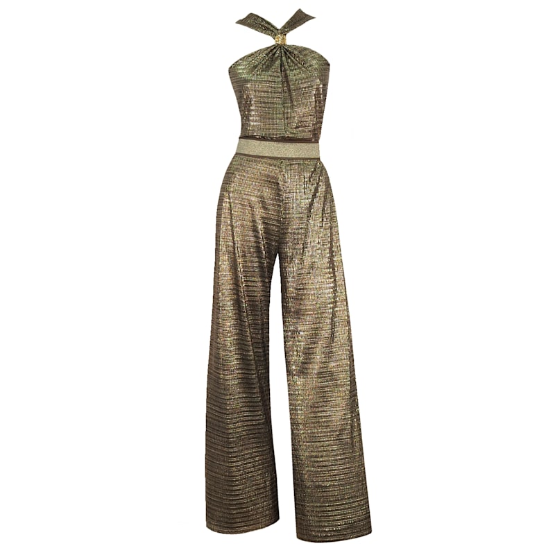 Thumbnail of Pennies From Heaven Metallic Antique Gold Jumpsuit image