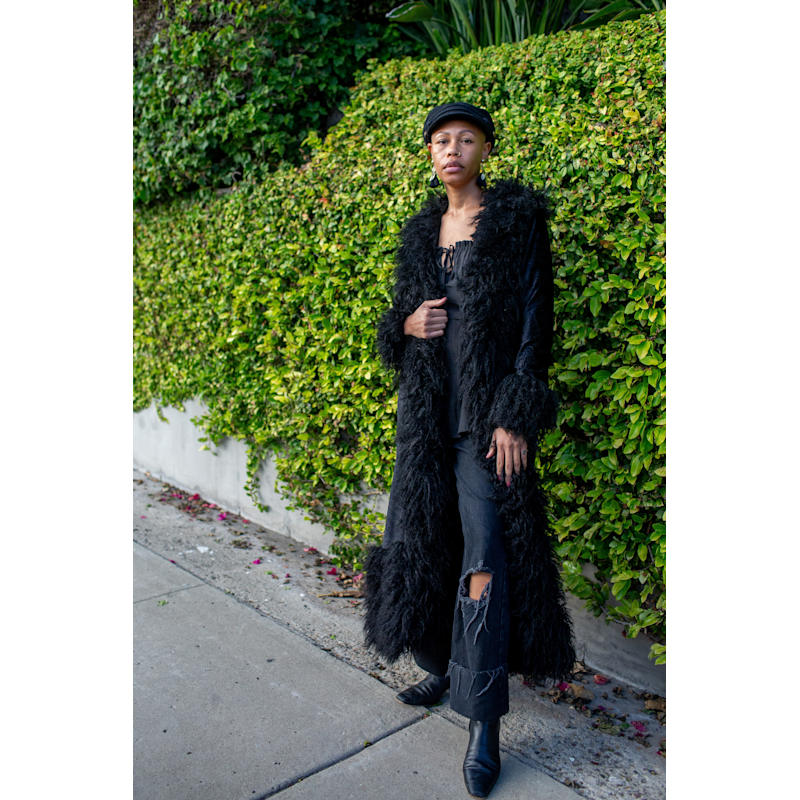 Penny Deluxe Baroque Black Velvet Faux Fur Jacket | Jennafer Grace