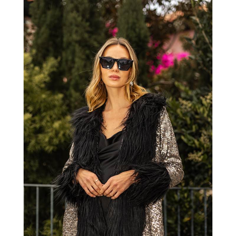 Penny Deluxe Gunmetal Faux Fur Jacket | Jennafer Grace | Wolf & Badger