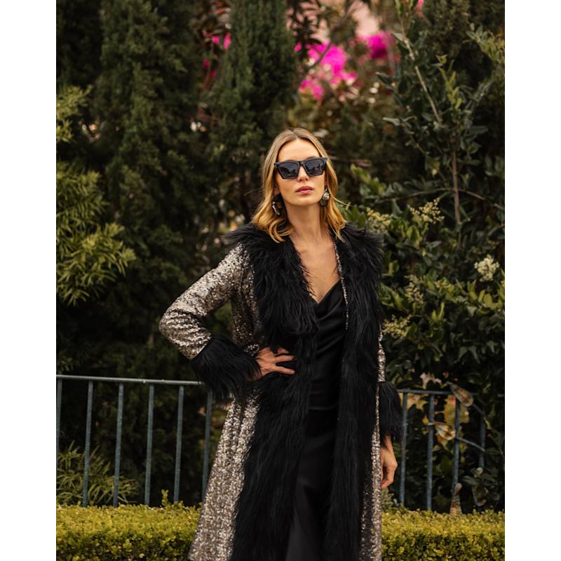 Penny Deluxe Gunmetal Faux Fur Jacket | Jennafer Grace | Wolf & Badger