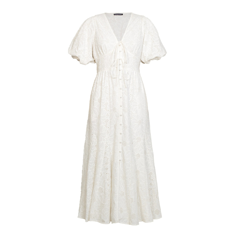 Thumbnail of Penny White Lace Button Through Midi Dress image