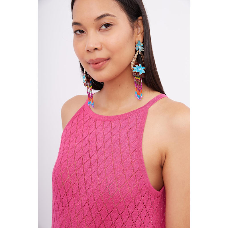 Thumbnail of Evelien Openwork Maxi Strap Beach Dress In Fuchsia image