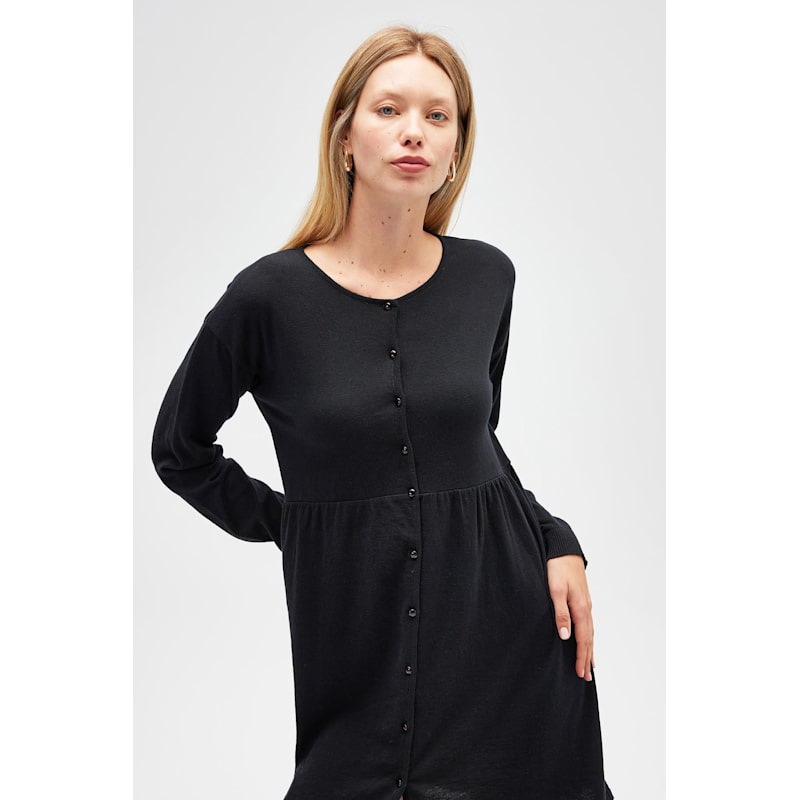 leah knit mini dress Leah Shirred Mini Knit Dress In Black | Peraluna