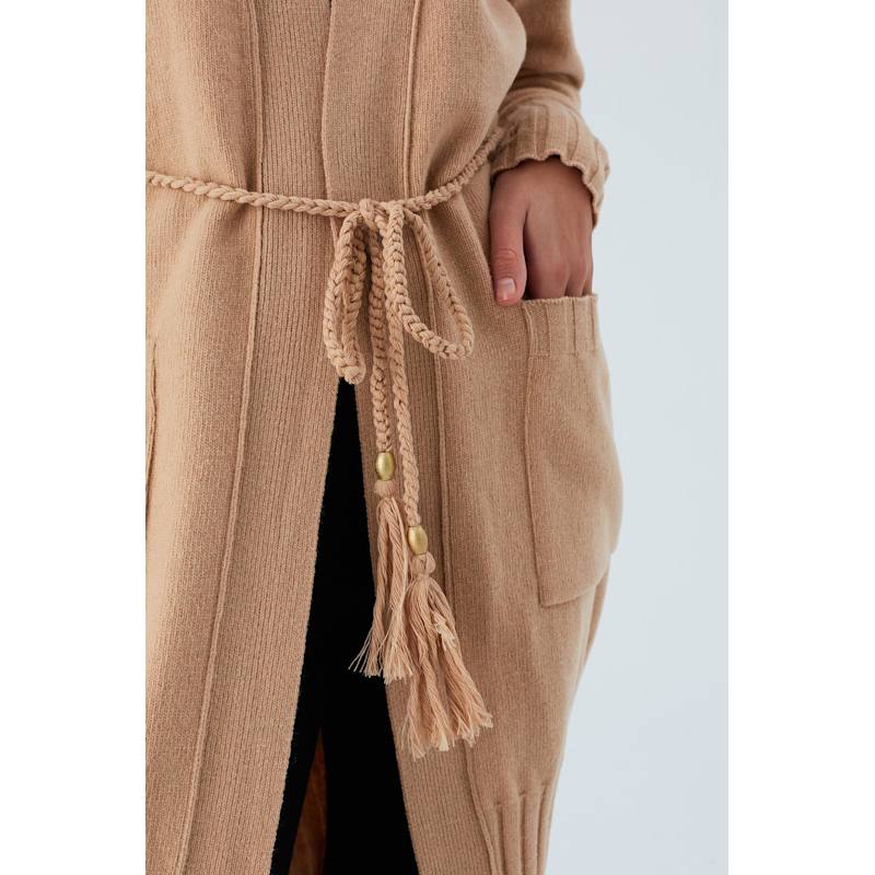 カーディガン Belted Wool-blend Long Cardigan Erica Tanov | Pima Cotton Belted Cardigan - Natural