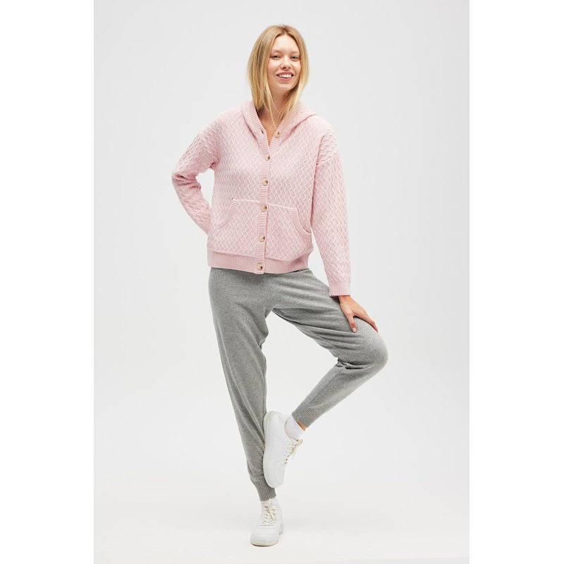 Thumbnail of Yvonne Hooded Knit Cardigan In Light Pink image