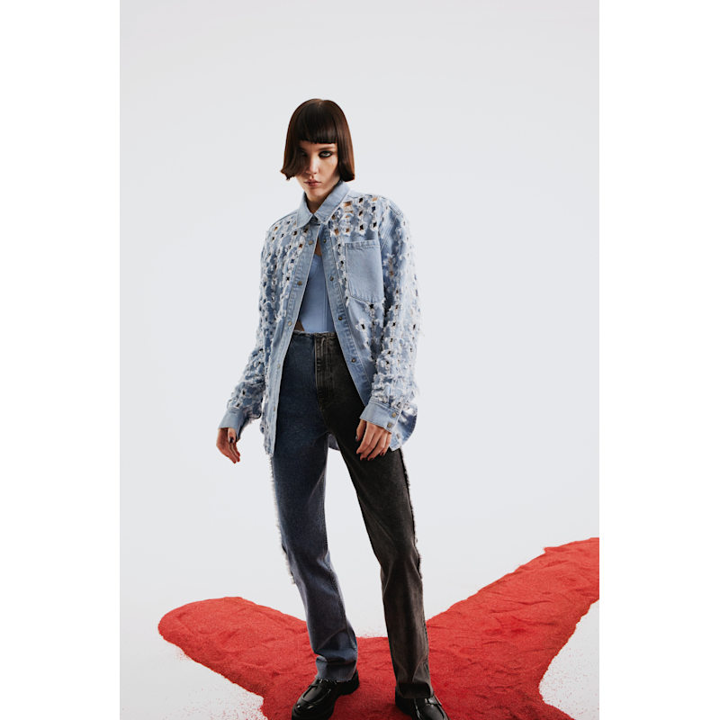 Thumbnail of Two Color Block Denim Pant - Women image