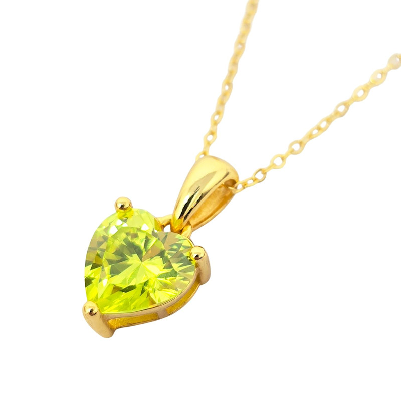 Thumbnail of Peridot August Birthstone Love Heart Pendant Necklace image