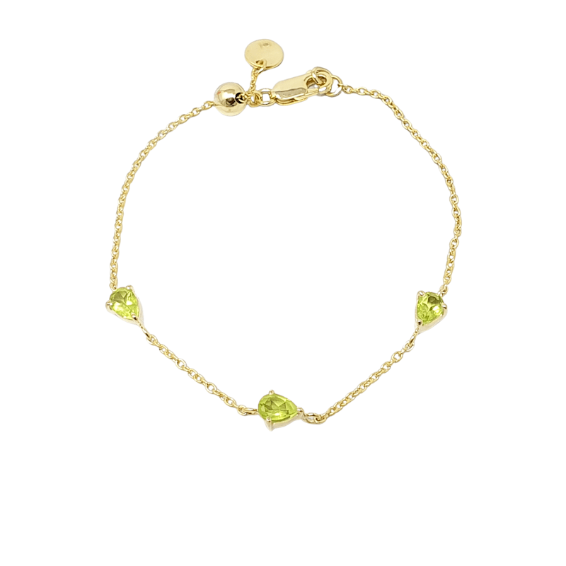 Peridot August Birthstone Minimalist Gold Bracelet Harfi Wolf