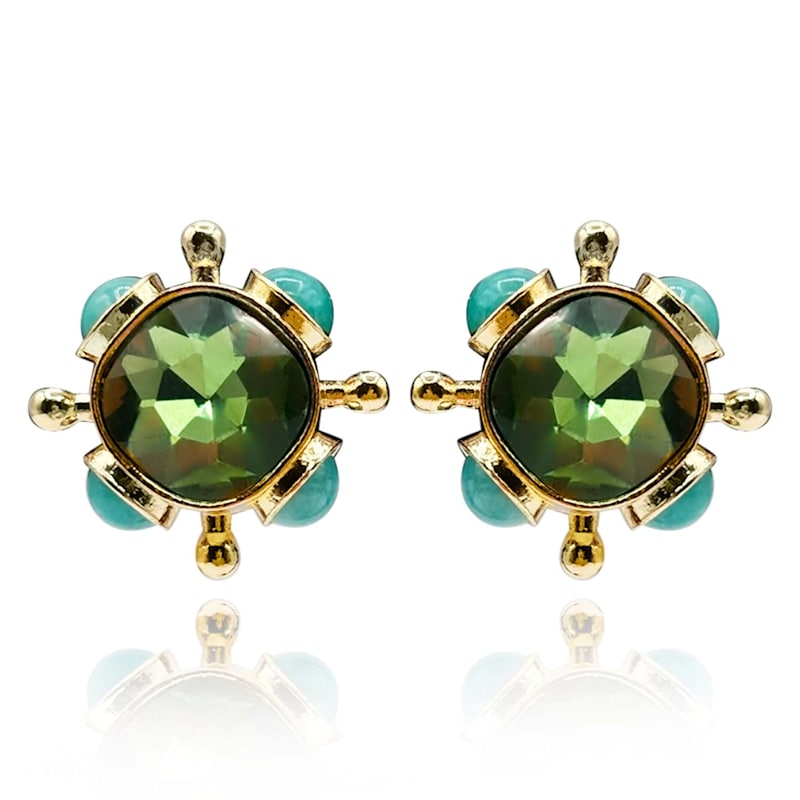 Thumbnail of Monica Peridot And Blue Chalcedony Sputnik Earrings image