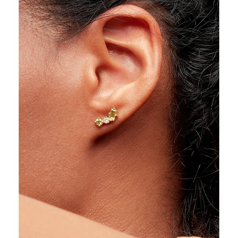 Thumbnail of Peridot & Diamond Cluster Tri-Studs image