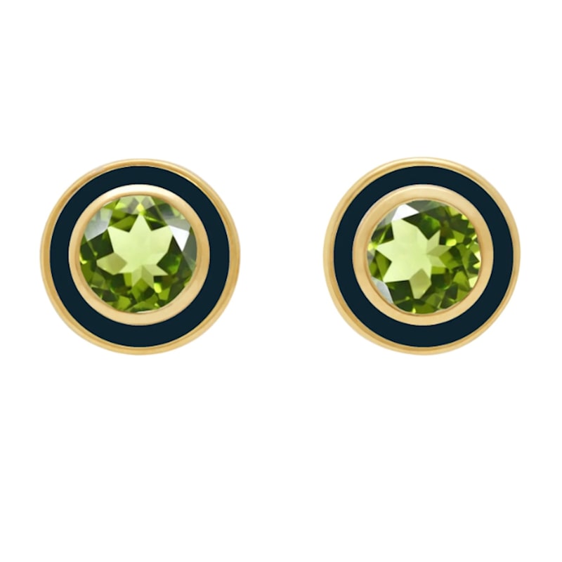 Thumbnail of Peridot Navy Enamel Earrings image