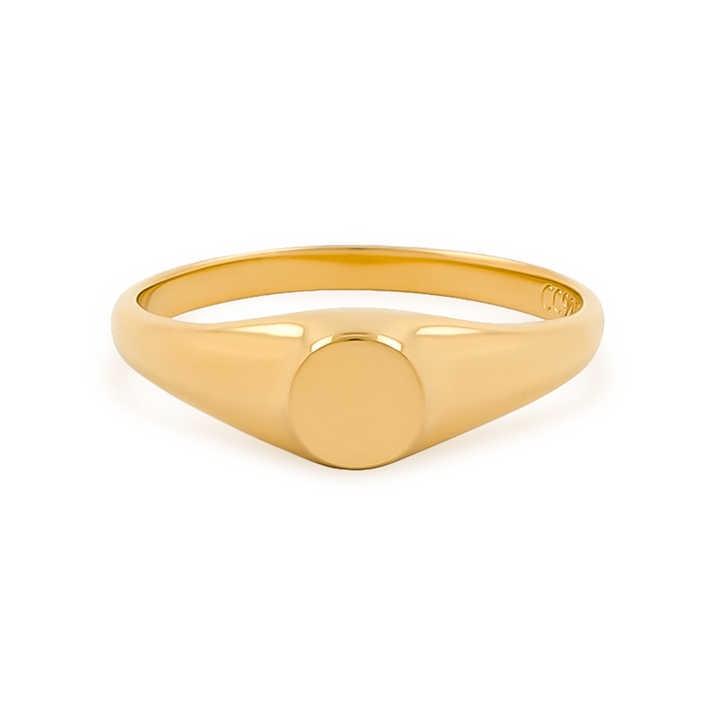 Petite Round Gold Pinky Signet Ring | Côté Caché | Wolf & Badger