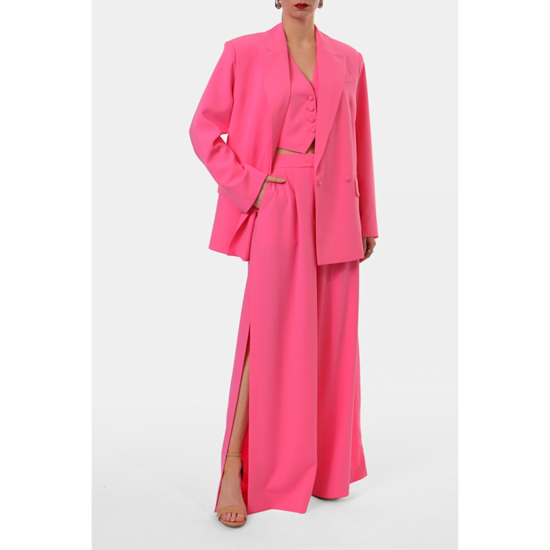 Thumbnail of Omena Barbie Pink Long Wide Trousers With Slits image