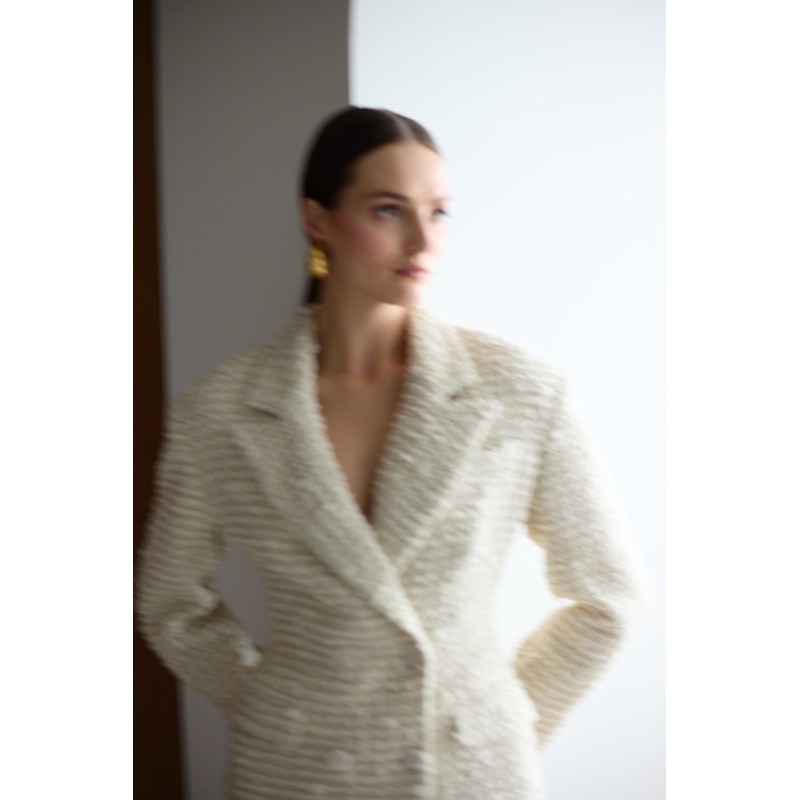Thumbnail of Petra Creamy Tweed Mini Blazer Dress image