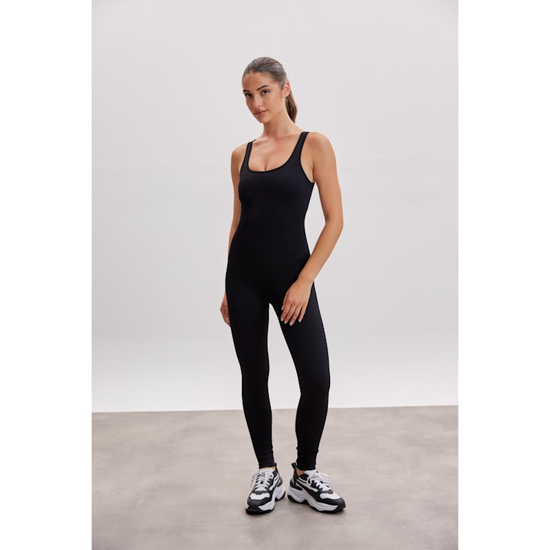 Thumbnail of Black Sculpt-Rib Power Jumpsuit image