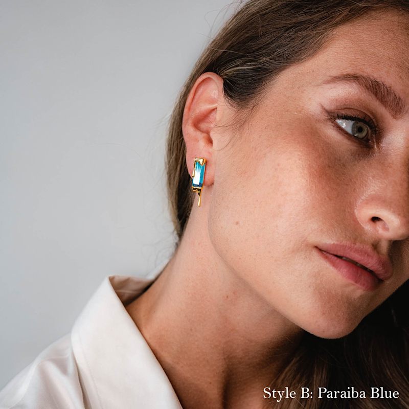 Thumbnail of Dripping Gemstone Vermeil Gold Earrings image