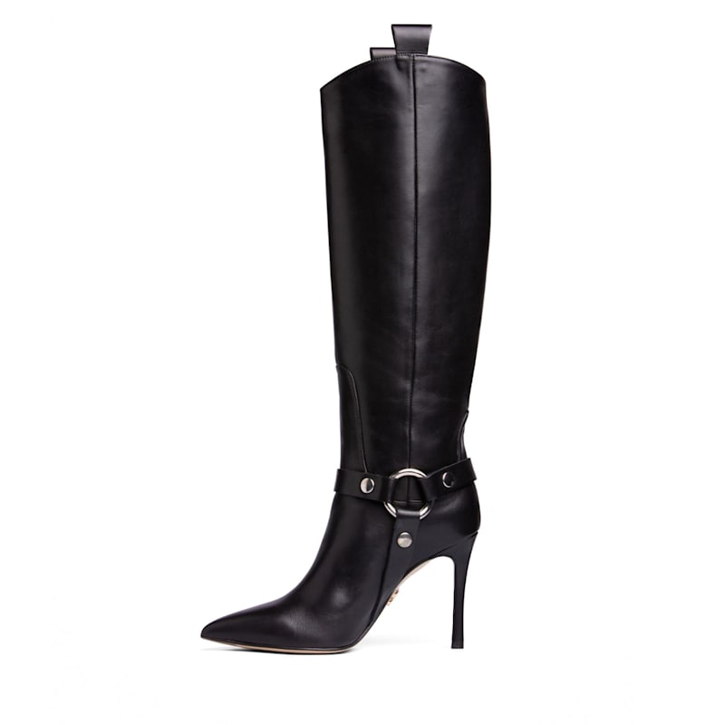 Thumbnail of Phoebe Black Leather High Heel Comfortable Tall Boot Sexy Elegant For Valentine image