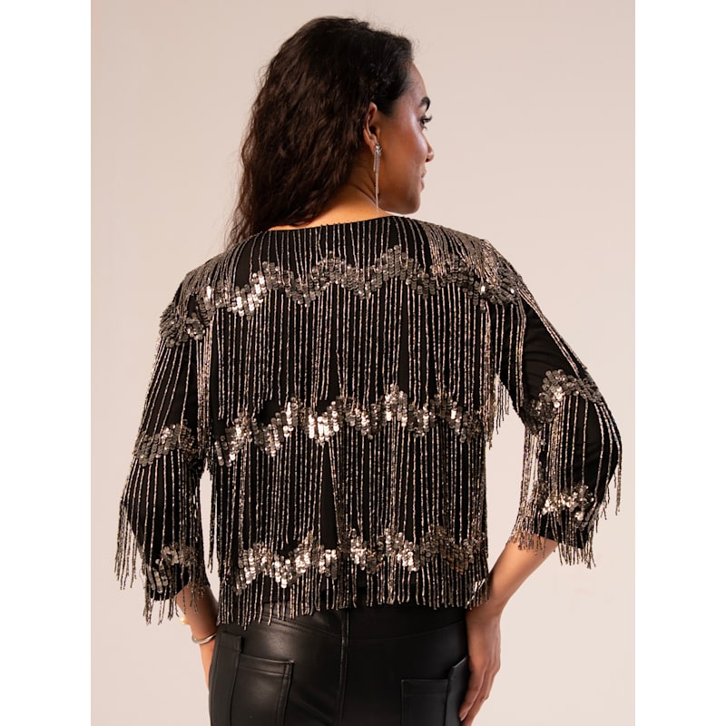 Thumbnail of Phoebie Black Silver Fringe Jacket image