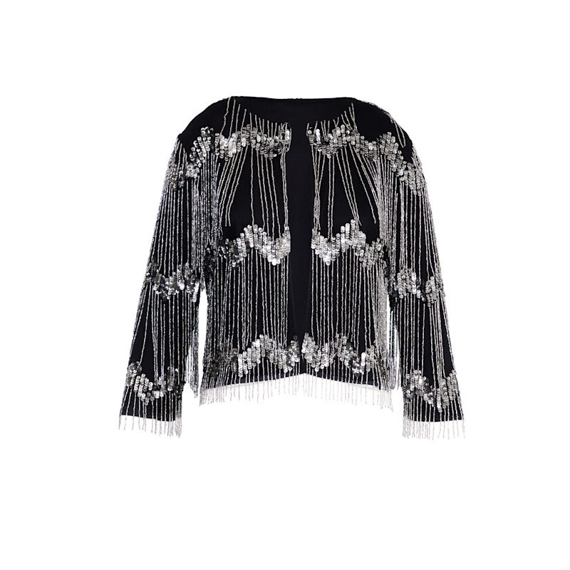 Thumbnail of Phoebie Black Silver Fringe Jacket image