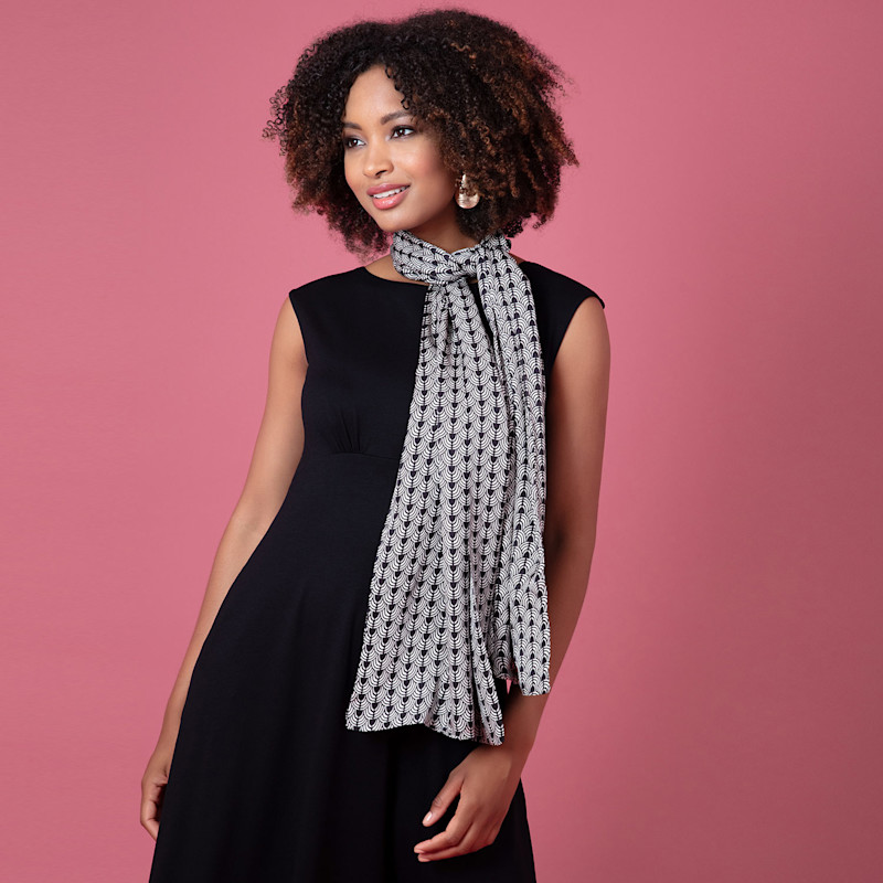 Thumbnail of Phoebe Satin Scarf In Art Deco Black And White image