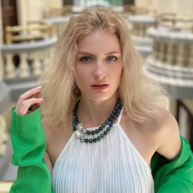 Thumbnail of Phoenix Lapis With Baroque Pearls Double Strands Statement Necklace image