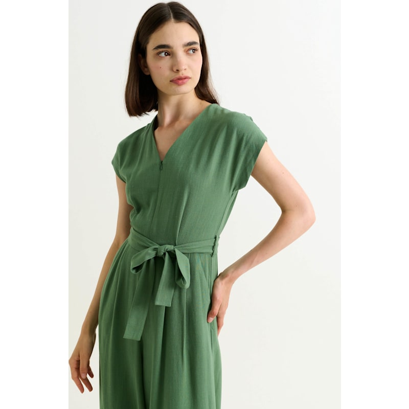 Thumbnail of Phoenix Linen Mix Jumpsuit - Green image