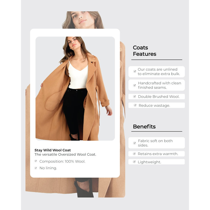 Thumbnail of Stay Wild Oversized Wool Coat - Camel image