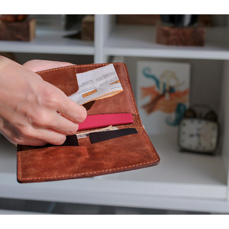 Leather Passport Wallet - Nemrut - Tobacco | Roarcraft | Wolf & Badger