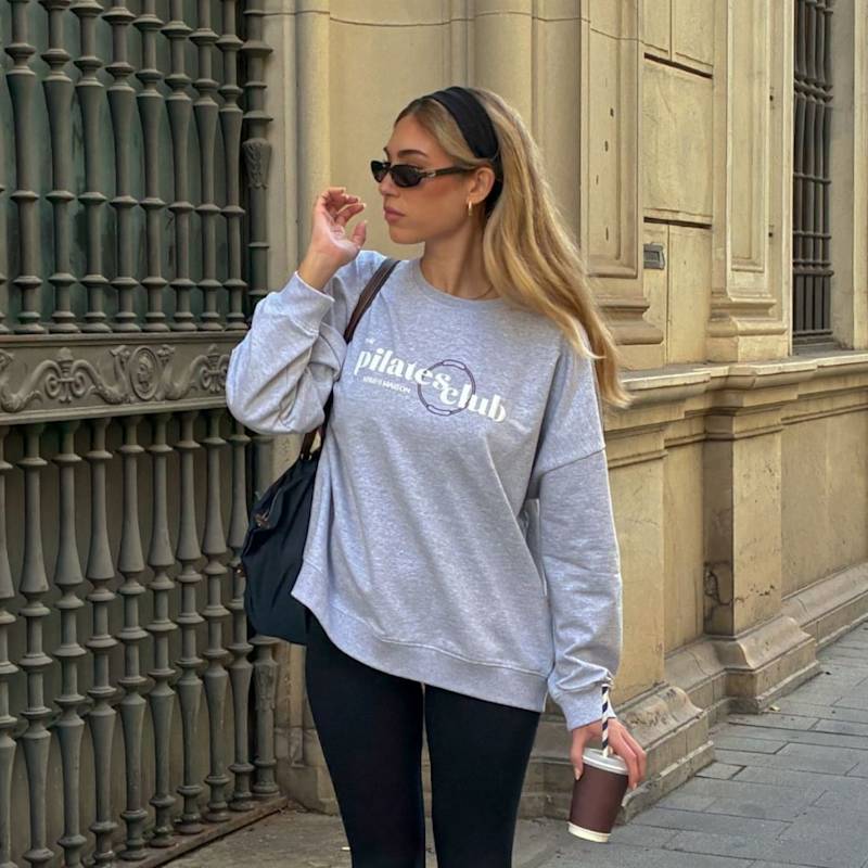 Pilates Club Oversized Sweatshirt – Grey Melange Crewneck | Mimhí