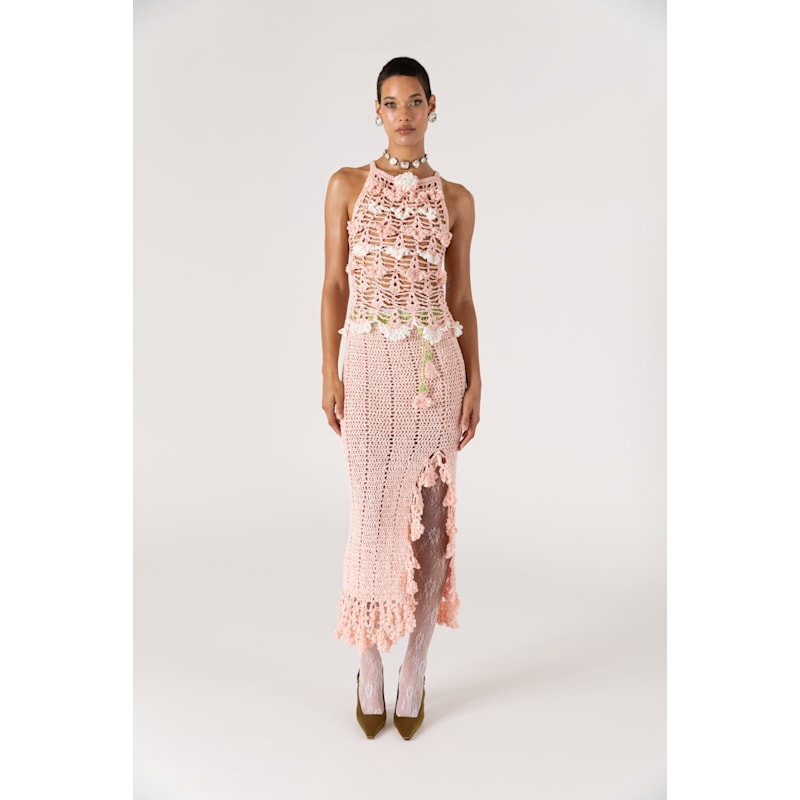 Thumbnail of Pink Chrysanthemum Handmade Crochet Skirt image
