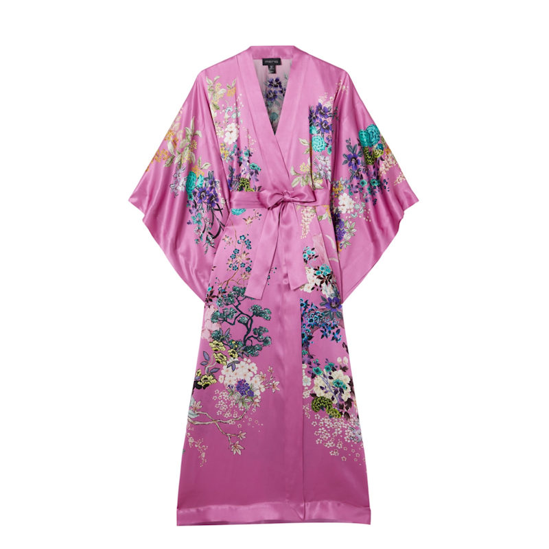 Thumbnail of Pink Crane Silk Satin Kimono image