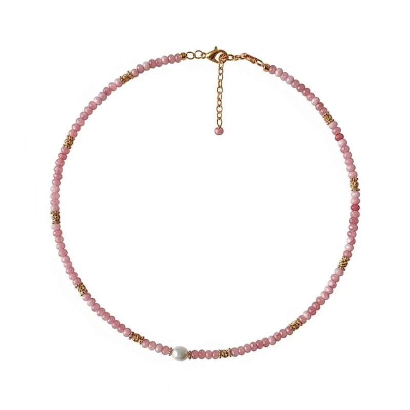 Thumbnail of Pink Crystal & Freshwater Pearl Necklace image