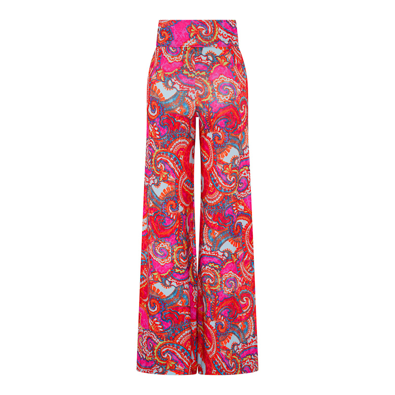 Thumbnail of Pink Multi Paisley Wide Stretch Flare Trousers image