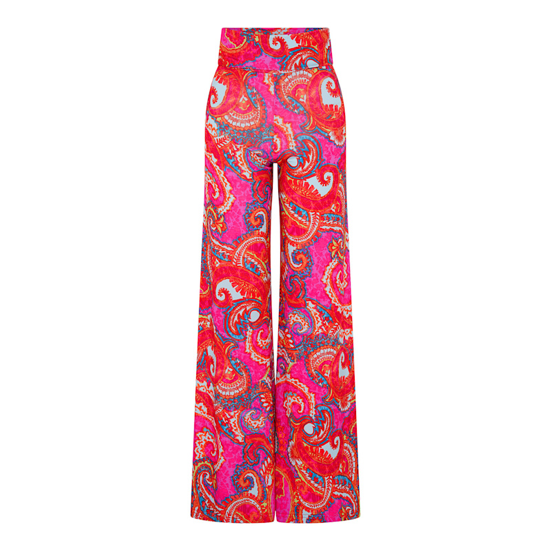 Thumbnail of Pink Multi Paisley Wide Stretch Flare Trousers image