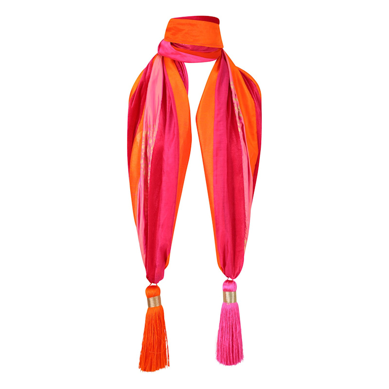 Thumbnail of Silk Mix Tassel Scarf - Pink Orange image