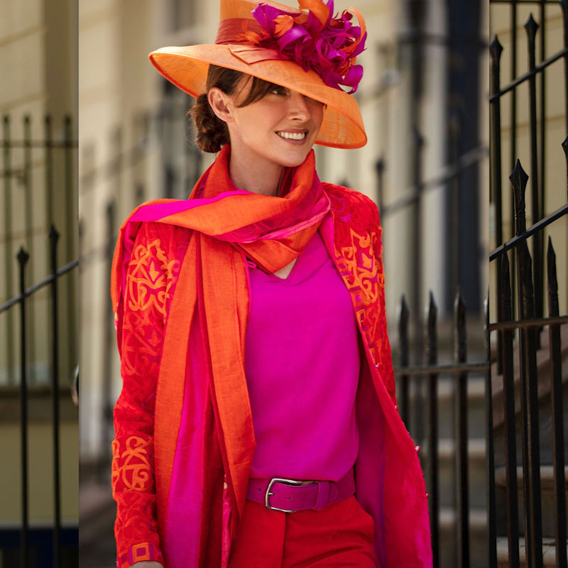Thumbnail of Silk Mix Tassel Scarf - Pink Orange image