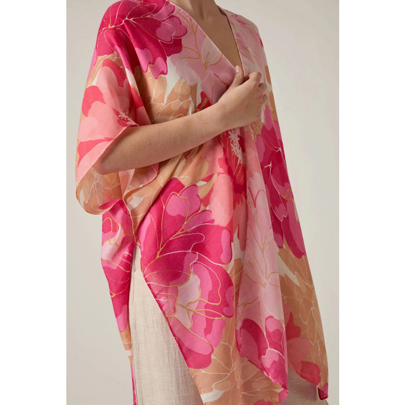 Thumbnail of Pink Peony Print Kaftan image